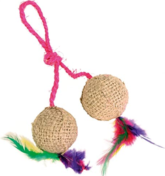 Trixie Katzen Spielzeug  2 pelotas con cuerda y plumas  4,5cm